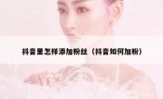 抖音里怎样添加粉丝（抖音如何加粉）