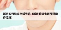 派币如何验证电话号码（派币验证电话号码操作流程）