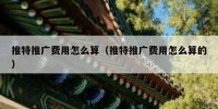 推特推广费用怎么算（推特推广费用怎么算的）