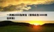 一天赚2000加微信（借钱应急3000微信转账）