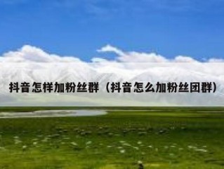抖音怎样加粉丝群（抖音怎么加粉丝团群）