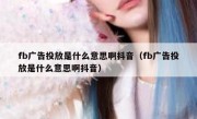 fb广告投放是什么意思啊抖音（fb广告投放是什么意思啊抖音）