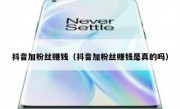 抖音加粉丝赚钱（抖音加粉丝赚钱是真的吗）