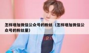 怎样增加微信公众号的粉丝（怎样增加微信公众号的粉丝量）