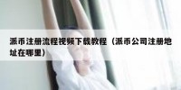 派币注册流程视频下载教程（派币公司注册地址在哪里）