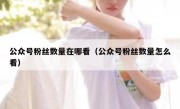 公众号粉丝数量在哪看（公众号粉丝数量怎么看）