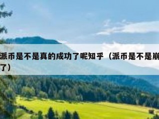 派币是不是真的成功了呢知乎（派币是不是崩了）