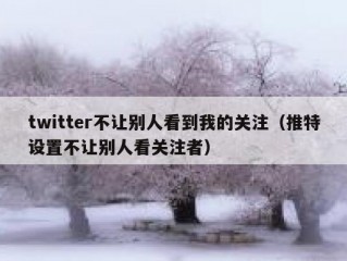 twitter不让别人看到我的关注（推特设置不让别人看关注者）