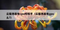 云服务器有cpu吗知乎（云服务器有gpu么?）