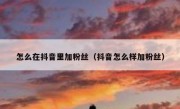 怎么在抖音里加粉丝（抖音怎么样加粉丝）