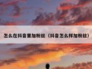 怎么在抖音里加粉丝（抖音怎么样加粉丝）