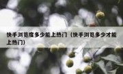 快手浏览度多少能上热门（快手浏览多少才能上热门）