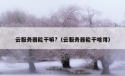云服务器能干嘛?（云服务器能干啥用）