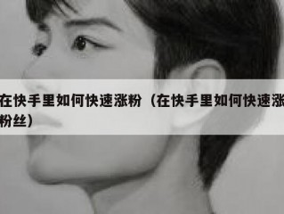 在快手里如何快速涨粉（在快手里如何快速涨粉丝）