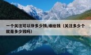 一个关注可以挣多少钱,谁给钱（关注多少个就是多少钱吗）