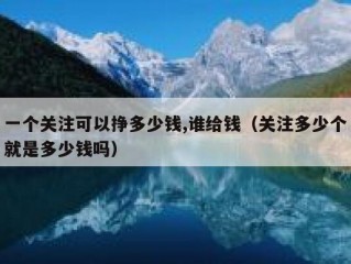 一个关注可以挣多少钱,谁给钱（关注多少个就是多少钱吗）