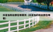 抖音加粉丝群在哪里找（抖音加的粉丝群在哪看）