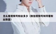 怎么看视频号粉丝多少（微信视频号如何看粉丝数量）