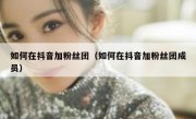 如何在抖音加粉丝团（如何在抖音加粉丝团成员）