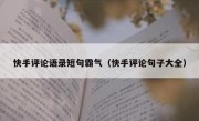 快手评论语录短句霸气（快手评论句子大全）