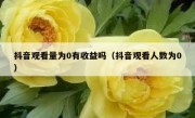 抖音观看量为0有收益吗（抖音观看人数为0）