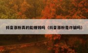 抖音涨粉真的能赚钱吗（抖音涨粉是诈骗吗）