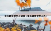 快手被禁言怎么解除（快手被禁言怎么办）