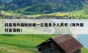 抖音海外版粉丝破一亿是多少人民币（海外版抖音涨粉）