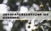 注册派币的用户名要怎么填写才正确呢（派币的注册视频教程）