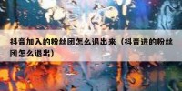抖音加入的粉丝团怎么退出来（抖音进的粉丝团怎么退出）