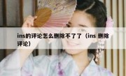 ins的评论怎么删除不了了（ins 删除评论）