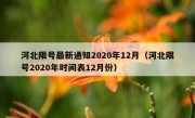 河北限号最新通知2020年12月（河北限号2020年时间表12月份）
