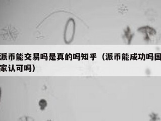 派币能交易吗是真的吗知乎（派币能成功吗国家认可吗）