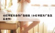小红书官方合作广告投放（小红书官方广告怎么合作）