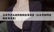 公众号怎么给所有粉丝发消息（公众号如何给粉丝发消息）