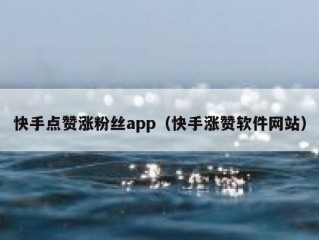 快手点赞涨粉丝app（快手涨赞软件网站）