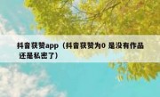 抖音获赞app（抖音获赞为0 是没有作品 还是私密了）