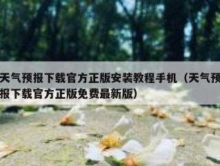 天气预报下载官方正版安装教程手机（天气预报下载官方正版免费最新版）