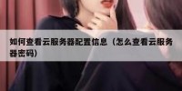 如何查看云服务器配置信息（怎么查看云服务器密码）