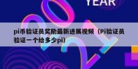 pi币验证员奖励最新进展视频（Pi验证员验证一个给多少pi）