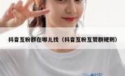 抖音互粉群在哪儿找（抖音互粉互赞群规则）