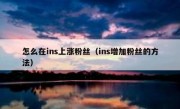 怎么在ins上涨粉丝（ins增加粉丝的方法）