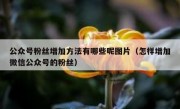 公众号粉丝增加方法有哪些呢图片（怎样增加微信公众号的粉丝）