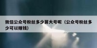 微信公众号粉丝多少算大号呢（公众号粉丝多少可以赚钱）
