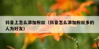 抖音上怎么添加粉丝（抖音怎么添加粉丝多的人为好友）