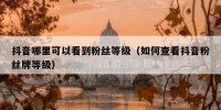 抖音哪里可以看到粉丝等级（如何查看抖音粉丝牌等级）
