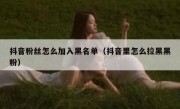 抖音粉丝怎么加入黑名单（抖音里怎么拉黑黑粉）