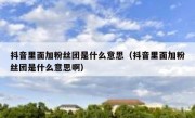 抖音里面加粉丝团是什么意思（抖音里面加粉丝团是什么意思啊）