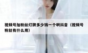 视频号加粉丝灯牌多少钱一个啊抖音（视频号粉丝有什么用）