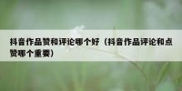 抖音作品赞和评论哪个好（抖音作品评论和点赞哪个重要）